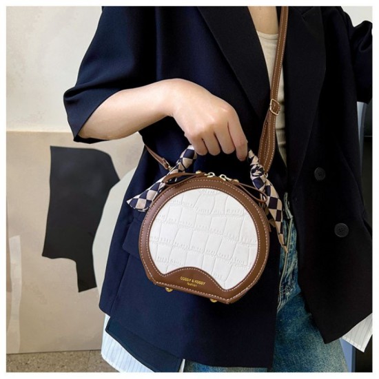 Women Round Small Crossbody Handbag White Women's Luggage & Bags image