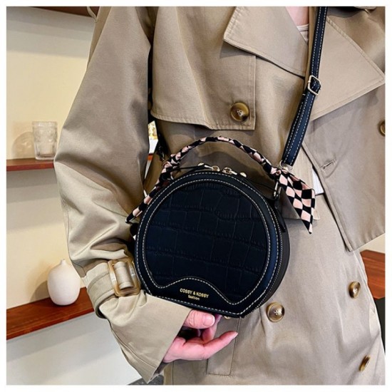 Women Round Small Crossbody Handbag Black Women's Luggage & Bags image