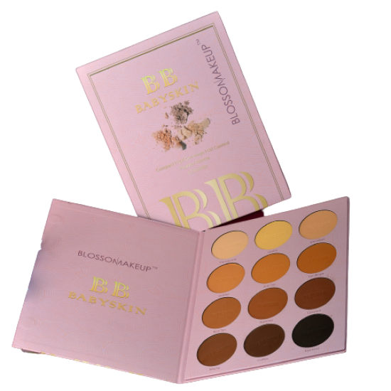 Blossom Makeup Compact Full Coverage Oil Control Powder Palette 12 Shades image