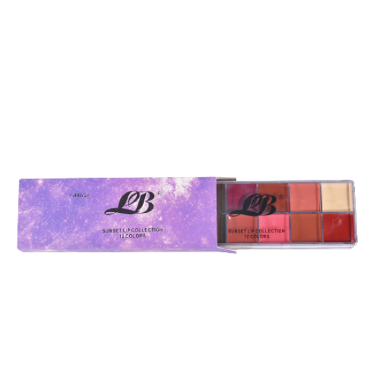 LB Sunset Lip Collection 12 Colors Lip Stick, Palette image