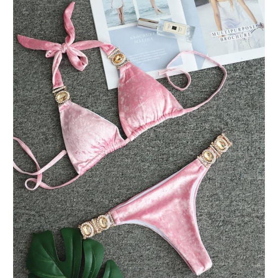 swim crystal bikini light pink Swin/Bikini image
