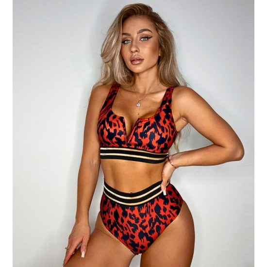 Sexy leopard print bikini red Shipped from abroad, Swin/Bikini, Pants/Bra image