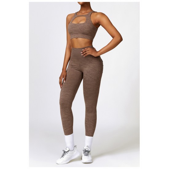 Women Hollow Sports Wear Brown Women Fashion, Yoga/Gym, Shipped from abroad image