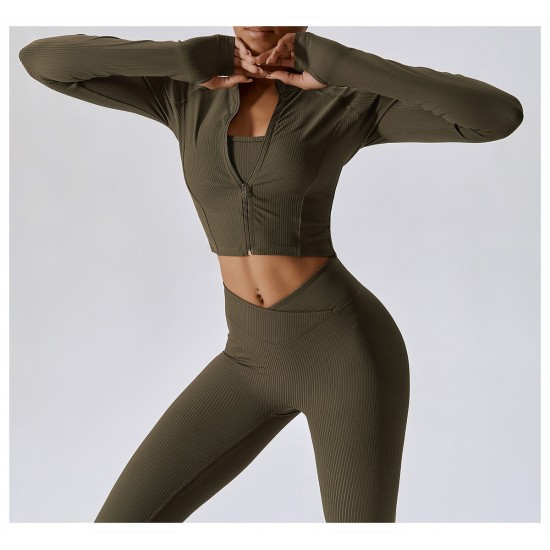 Women Long Sleeve Sports Suit Green Women Fashion, Yoga/Gym, Shipped from abroad image