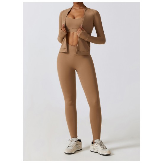 Yoga Fitness Sports Suit Brown Women Fashion, Yoga/Gym, Shipped from abroad image