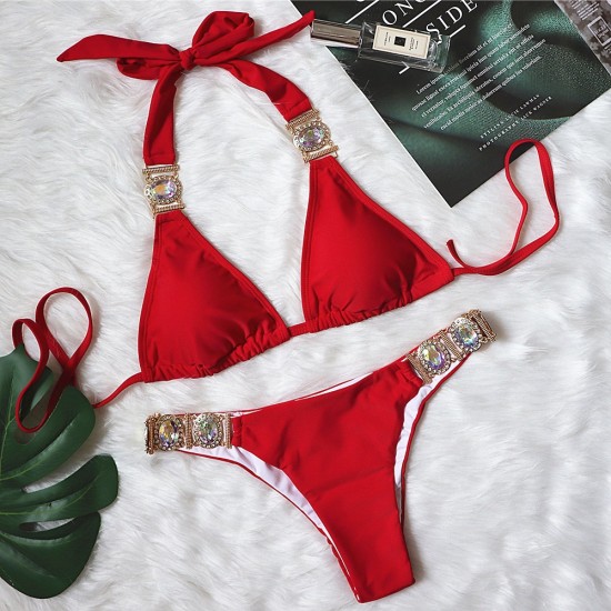 Ladies crystal swimwear red Swin/Bikini image